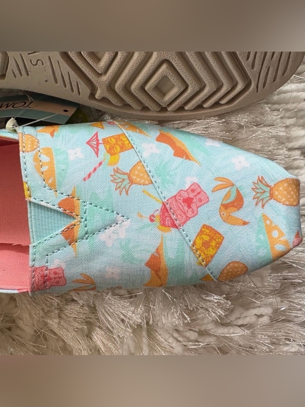 TOMS 💅 Alpargata Tropical Clearwater Blue Tiki Canvas Slip On Shoes NWT - Picture 3 of 11